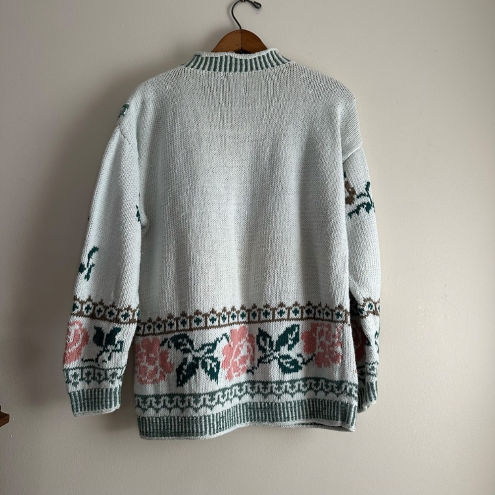 Vintage Rose Floral Knit Mock‎ Neck Sweater - Picture 5 of 11